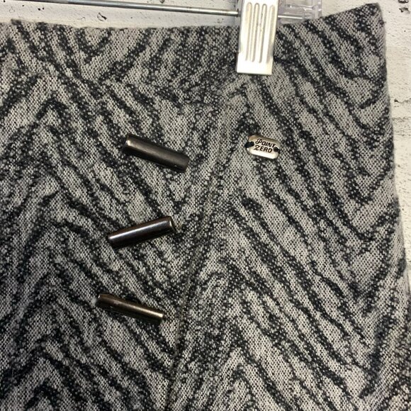 Vintage Y2K Zebra Animal Print Wool Blend Faux Wrap A-Line Skirt - Picture 3 of 13